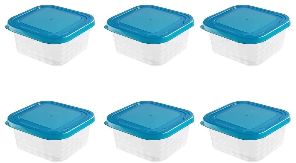 BRANQ Sada dóz na potraviny Blue box 0,8 l, čtvercová, 6 ks