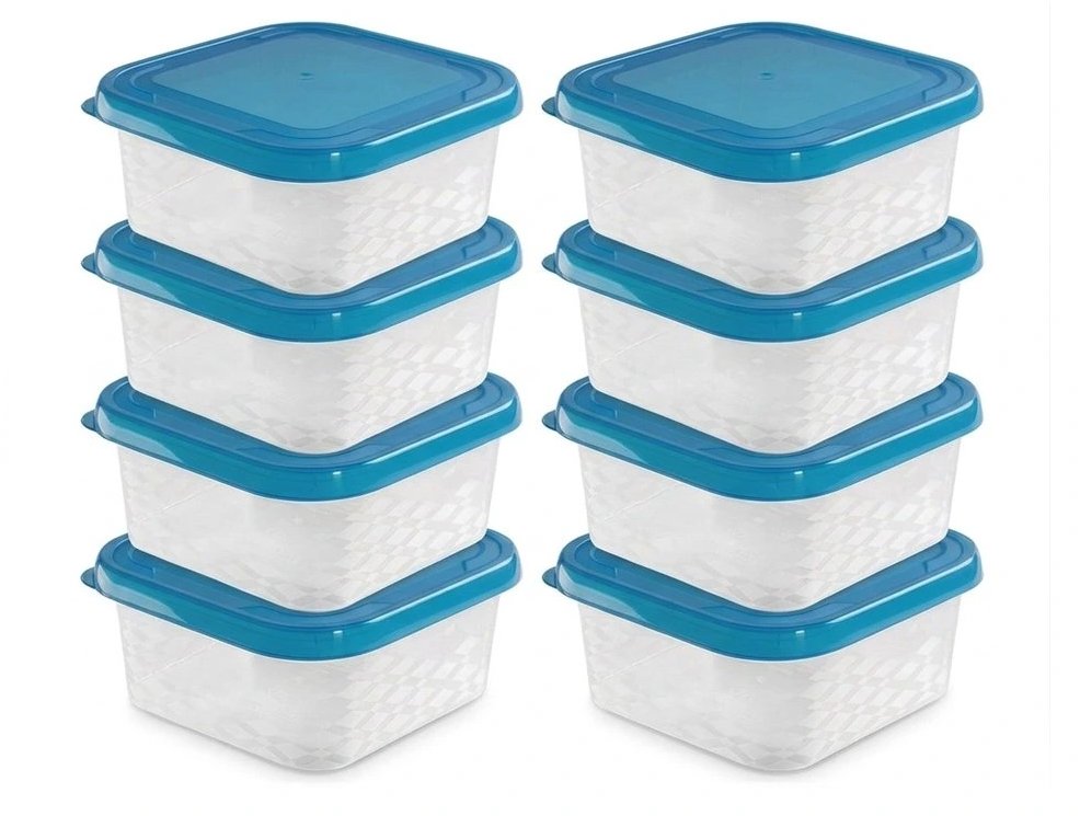 BRANQ Sada dóz na potraviny Blue box 0,25 l, čtvercová, 8 ks