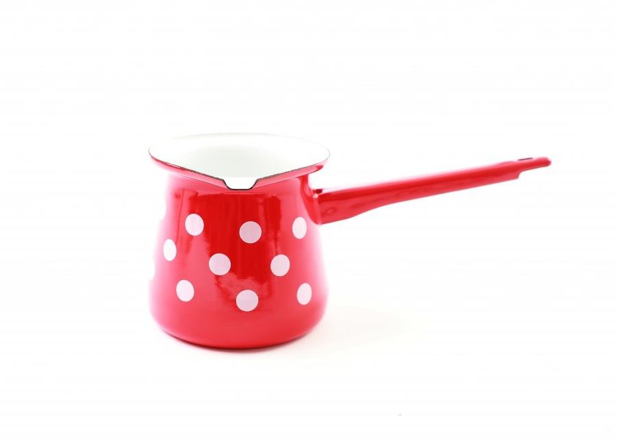Metalac Smaltovaná džezva 9 cm, 0,4 l (4 kávy), červený puntík