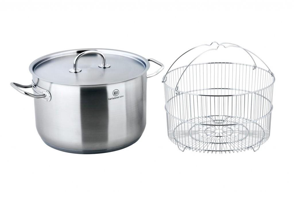 CS KOCHSYSTEME Hrnec s poklicí a košíkem nerezová ocel 10 l / pr. 28 x 18 cm PRO-X