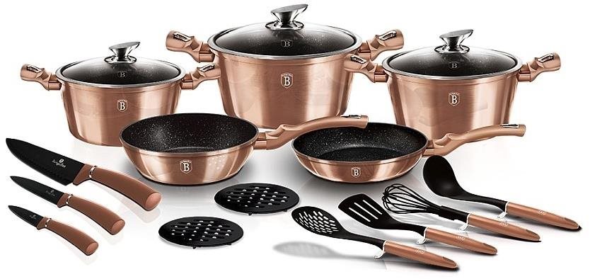 BERLINGERHAUS Sada nádobí s mramorovým povrchem 17 ks Rosegold Metallic Line