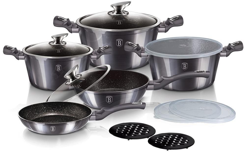 BERLINGERHAUS Sada nádobí s mramorovým povrchem 13 ks Carbon PRO Line BH-6886