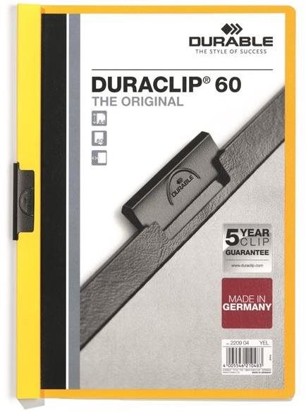 Durable Duraclip A4 - žlutá desková clipová vazba s 60 listy