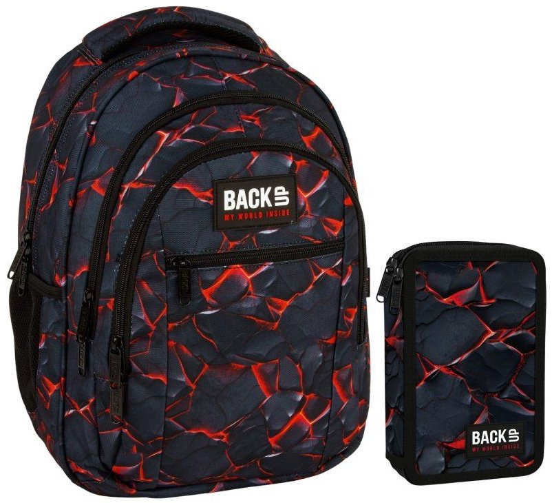 Derform Zvýhodněný školní set BackUP Gamer 2v1 – batoh a vybavený penál černý