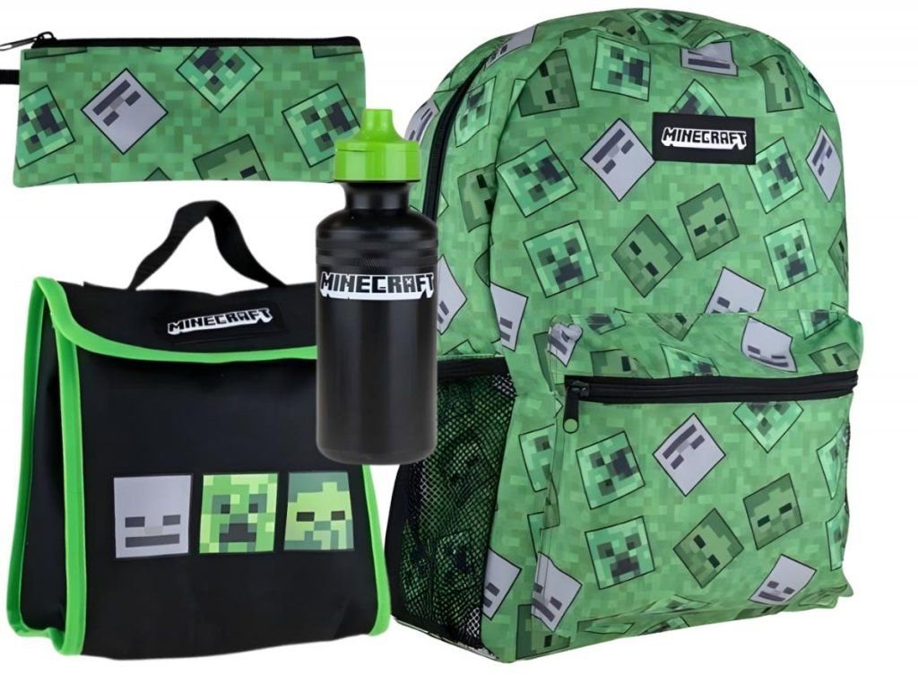Derform Zvýhodněný školní set Minecraft - batoh, taška, láhev a pouzdro