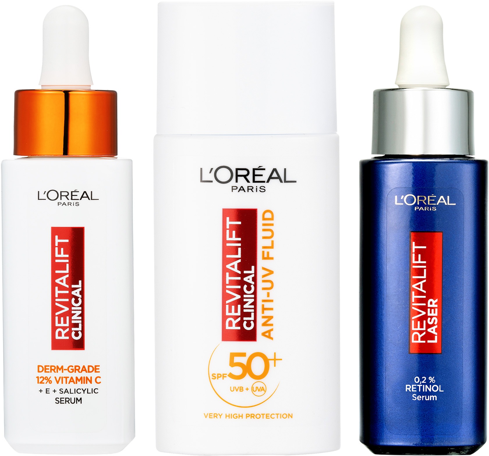 L'ORÉAL PARIS Revitalift Laser X3 Retinol Night 30 ml + Clinical sérum 30 ml + SPF 50+ Fluid 50 ml