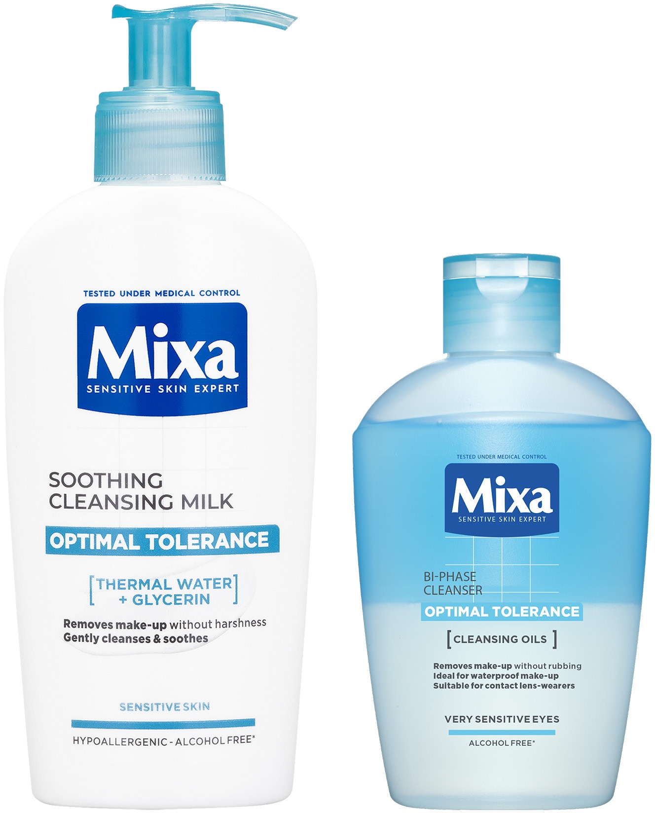 MIXA Optimal Tolerance Bi-Phase Cleanser 125 ml + MIXA Optimal Tolerance Cleansing 200 ml