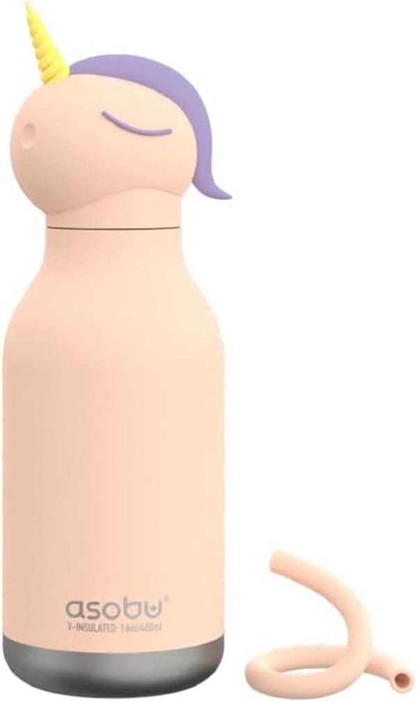 Asobu Bestie Bottles Láhev na pití s brčkem jednorožec