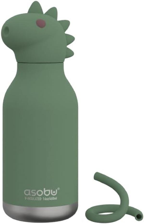 ASOBU Bestie Bottles Láhev na pití s brčkem dinosaurus