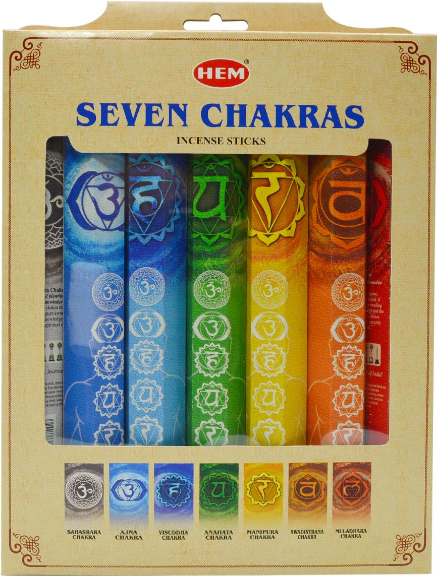 HEM Vonné tyčinky 7 Chakras Dárková sada, 7 × 20 ks