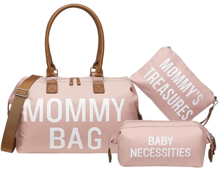 MXM Mommy bag, růžová, set 3ks