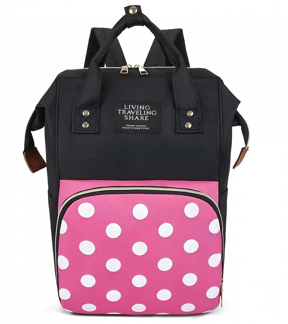 Excellent Voděodolný přebalovací batoh pro maminky s puntíky - Tmavý