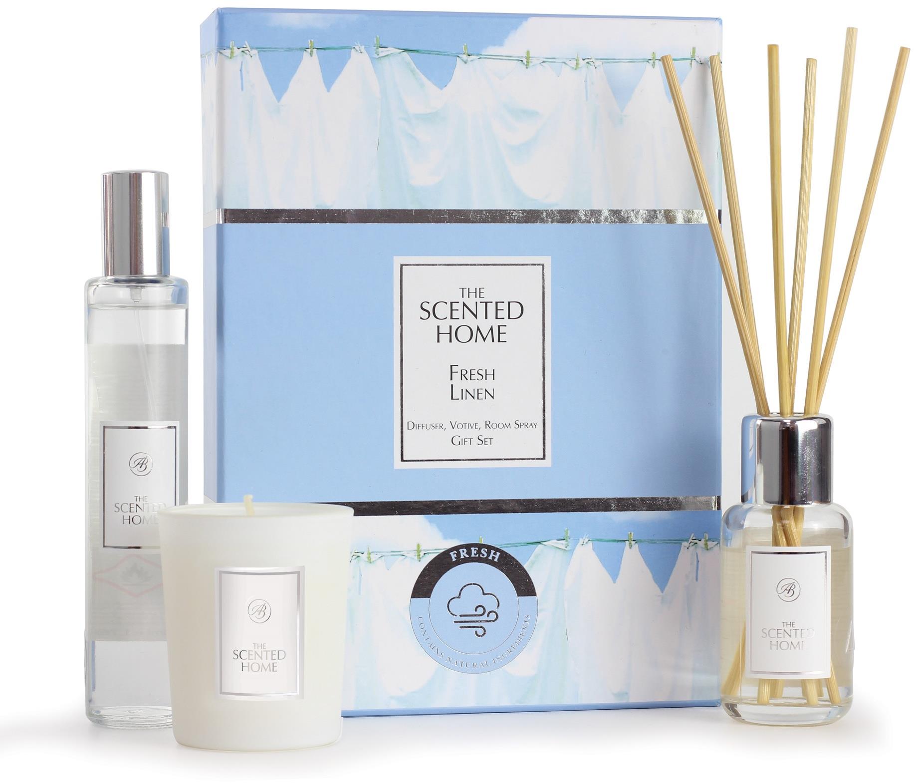 Ashleigh & Burwood Dárková sada Fresh Linen Difuzér 50 ml, svíčka 70 g a bytový sprej 50 ml