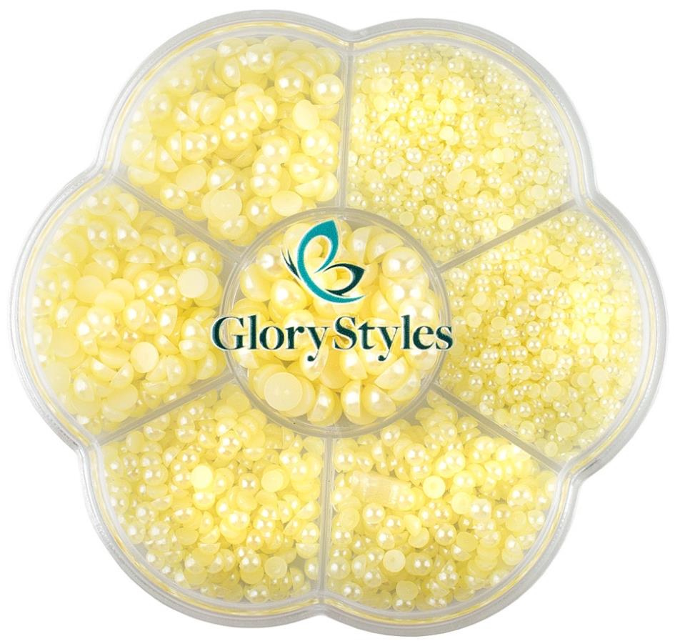 GloryStyles Dekorační perly - žluté