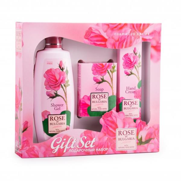 Biofresh Dárková sada sprchový gel, mýdlo a krém na ruce z růží Rose of Bulgaria