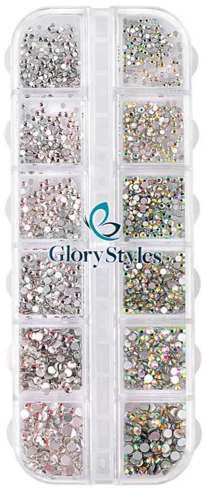 GloryStyles Sada kamínků na nehty 03 – mix crystal/crystal AB