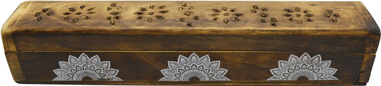 Empt Dřevěná krabička mandala na vonné tyčinky + 10 tyčinek