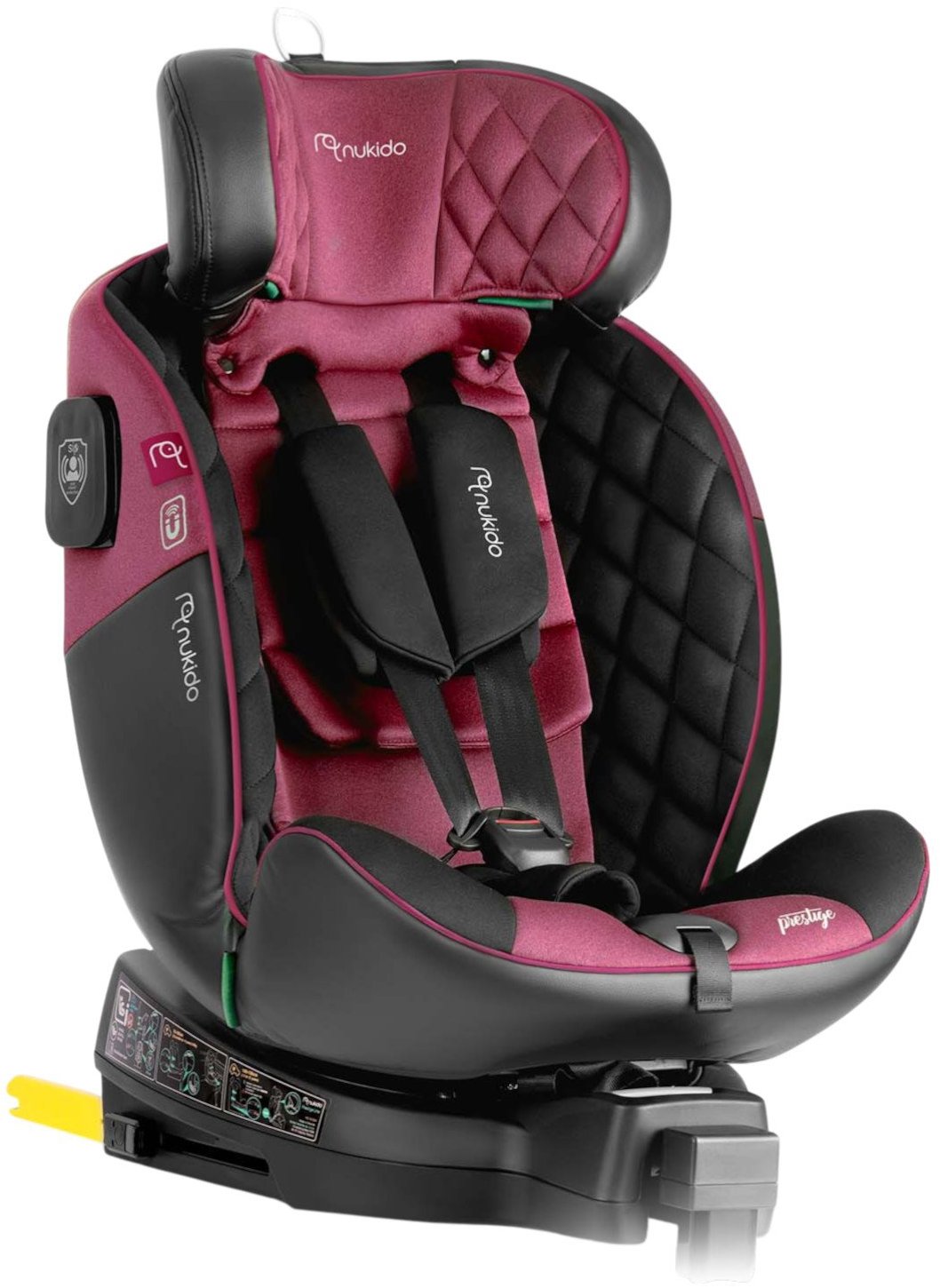 Nukido 710102 Autosedačka Prestige Line ISOFIX, i-Size 40–150 cm, 0-36 kg, černo-růžová