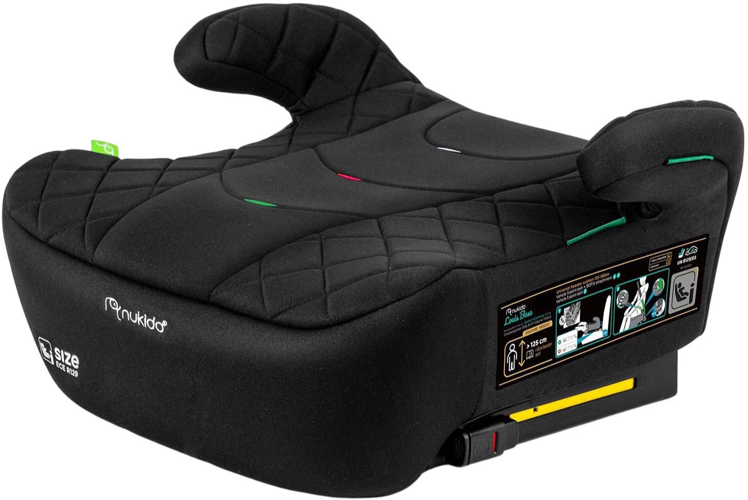 Nukido 710200 Podsedák do auta Louis ISOFIX, i-Size 125-150 cm, 22-36 kg, černý