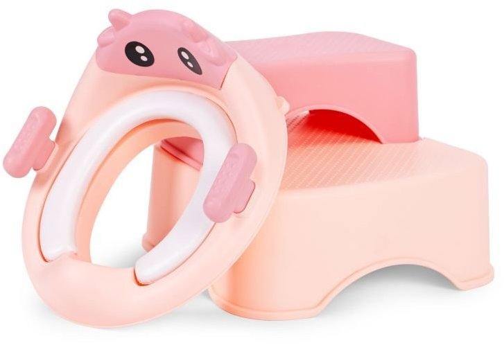 EcoToys HA-P17-18-PK Dětské WC sedátko se schůdky a podestou růžové