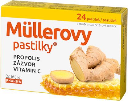 Dr. Müller Müllerovy pastilky s propolisem, zázvorem a vitaminem C 24 pastilek