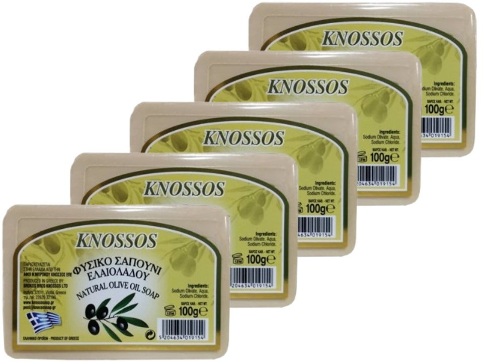KNOSSOS Řecké olivové mýdlo přírodní bílé 100 g, 5 ks