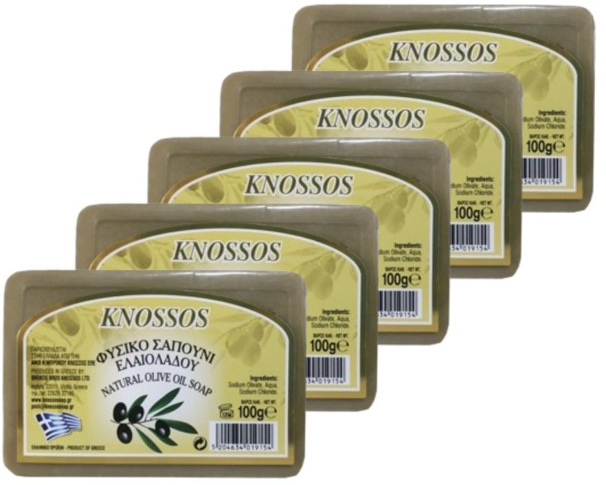KNOSSOS Řecké olivové mýdlo přírodní zelené 100 g, 5 ks