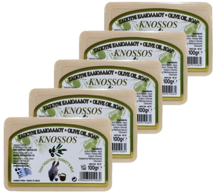 KNOSSOS Řecké olivové mýdlo s oslím mlékem 100 g, 5 ks