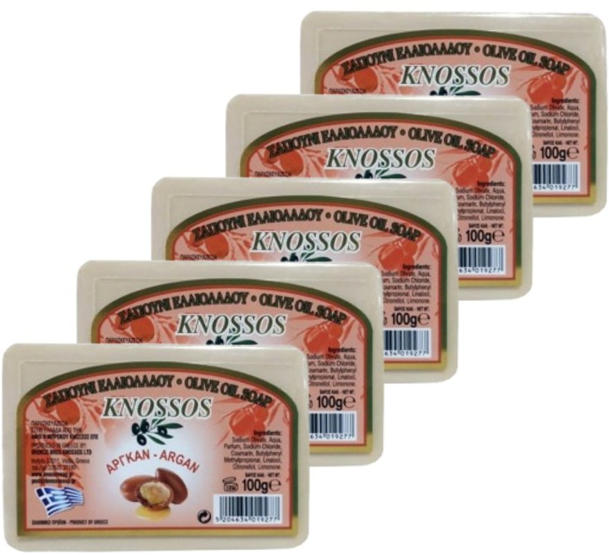 KNOSSOS Řecké olivové mýdlo s vůní arganu 100 g, 5 ks