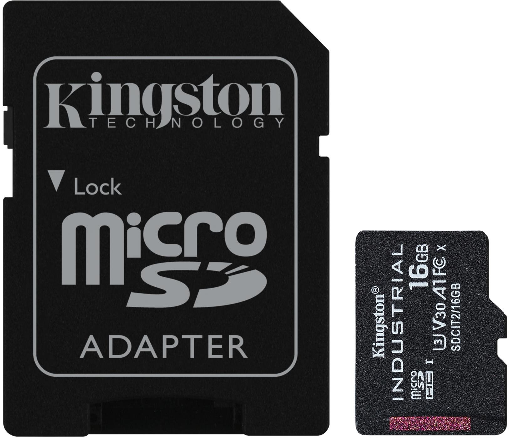 Kingston MicroSDHC 16GB Industrial + SD adaptér