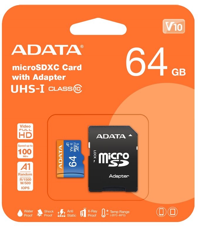 ADATA MicroSDXC 64GB Premier + SD adaptér