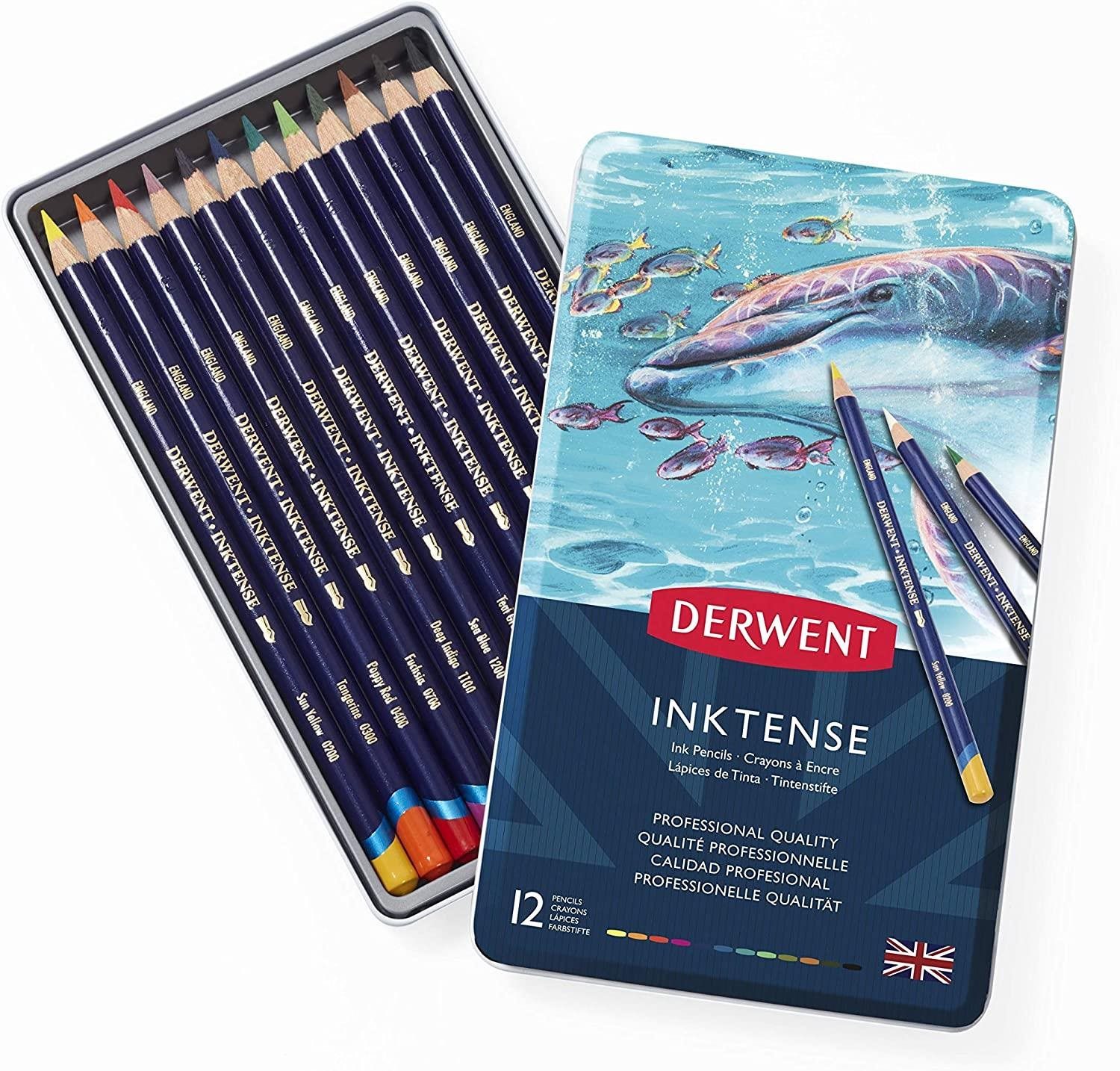 DERWENT Professional Inktense pastelky v plechové krabičce, 24 barev