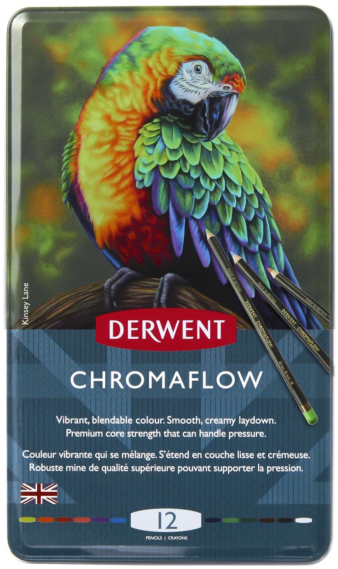 Derwent Proffesional Chromaflow, 12 barev, plechová krabička