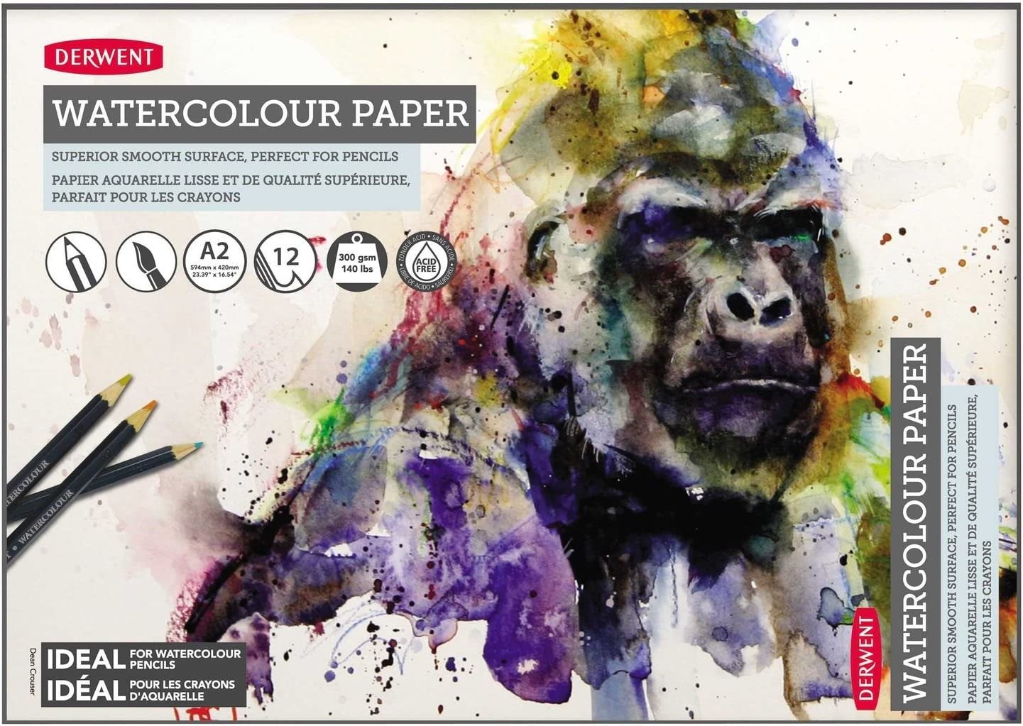 Papír DERWENT Watercolour Paper A2 s 12 listy a gramáží 300 g/m²