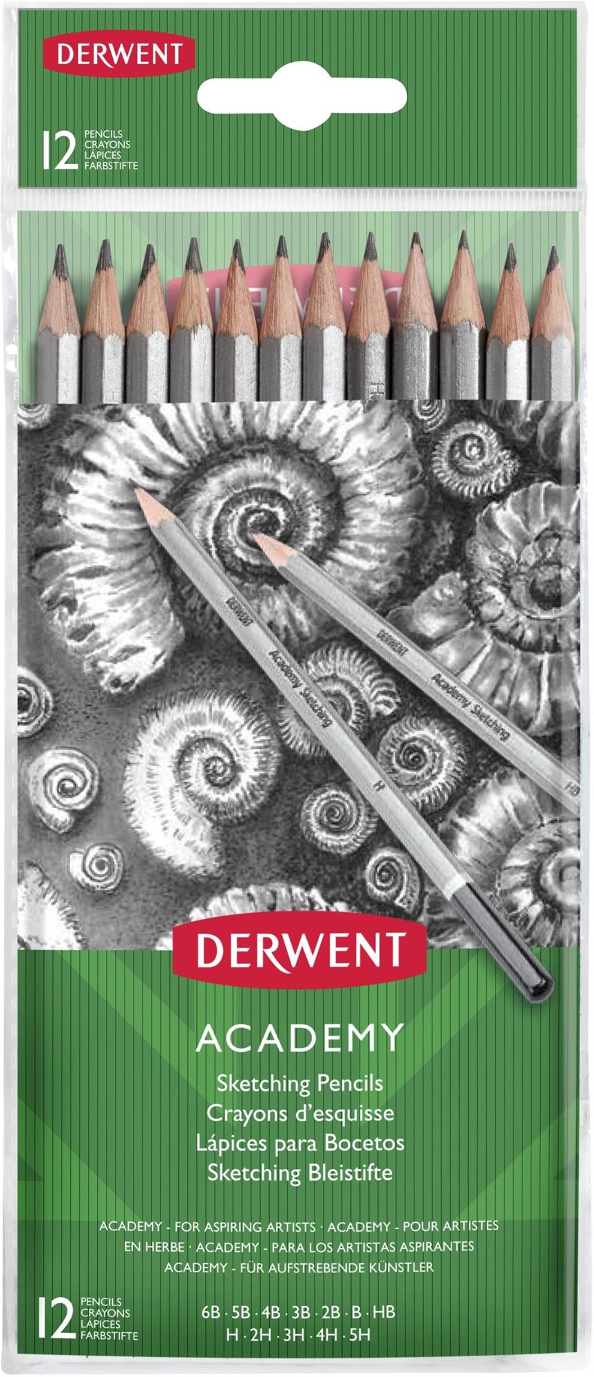 Derwent Academy Sketching Pencils šestihranná - sada 12 tvrdostí