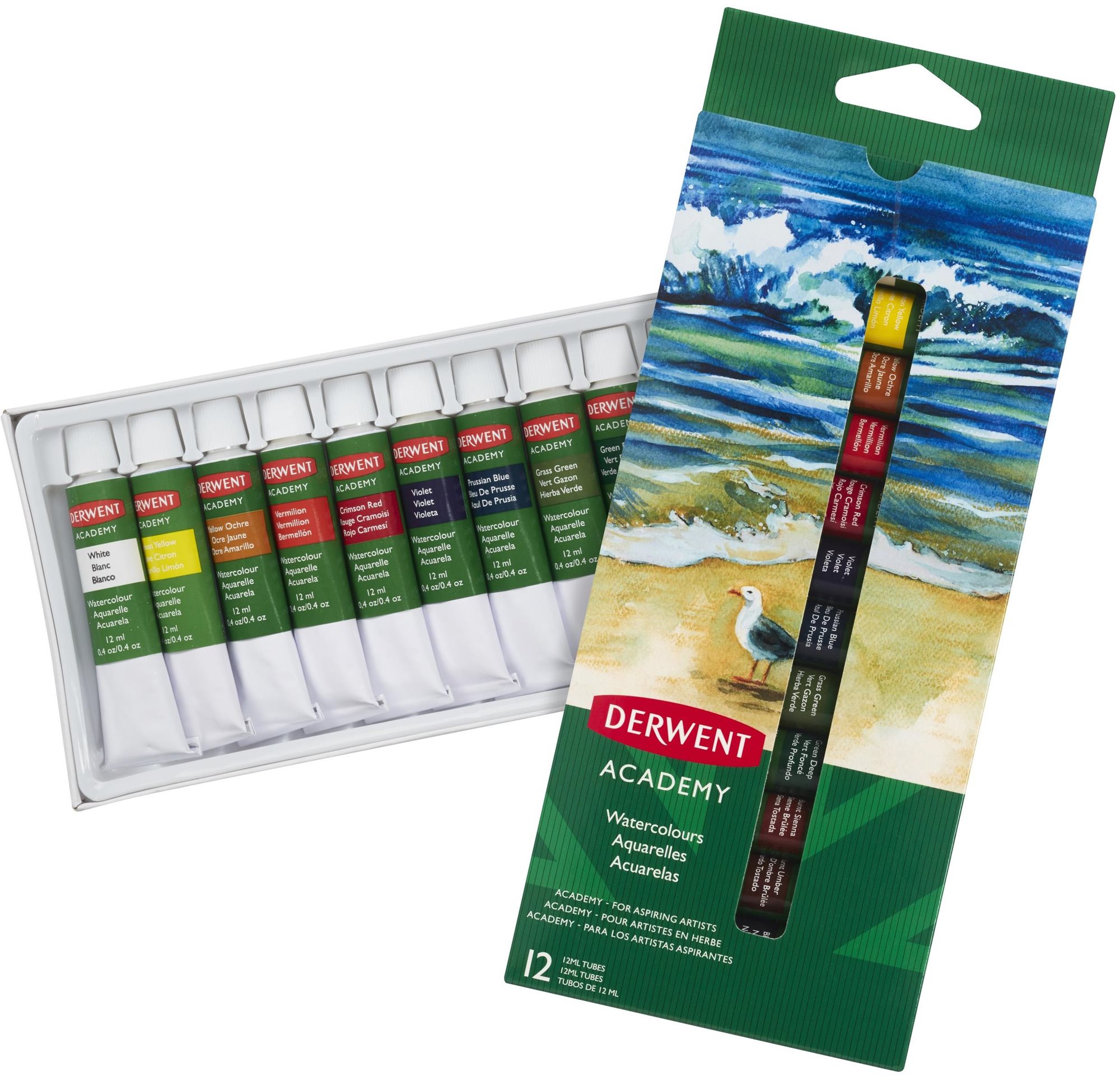 Derwent Academy Watercolour Paints 12 ml 12 barev