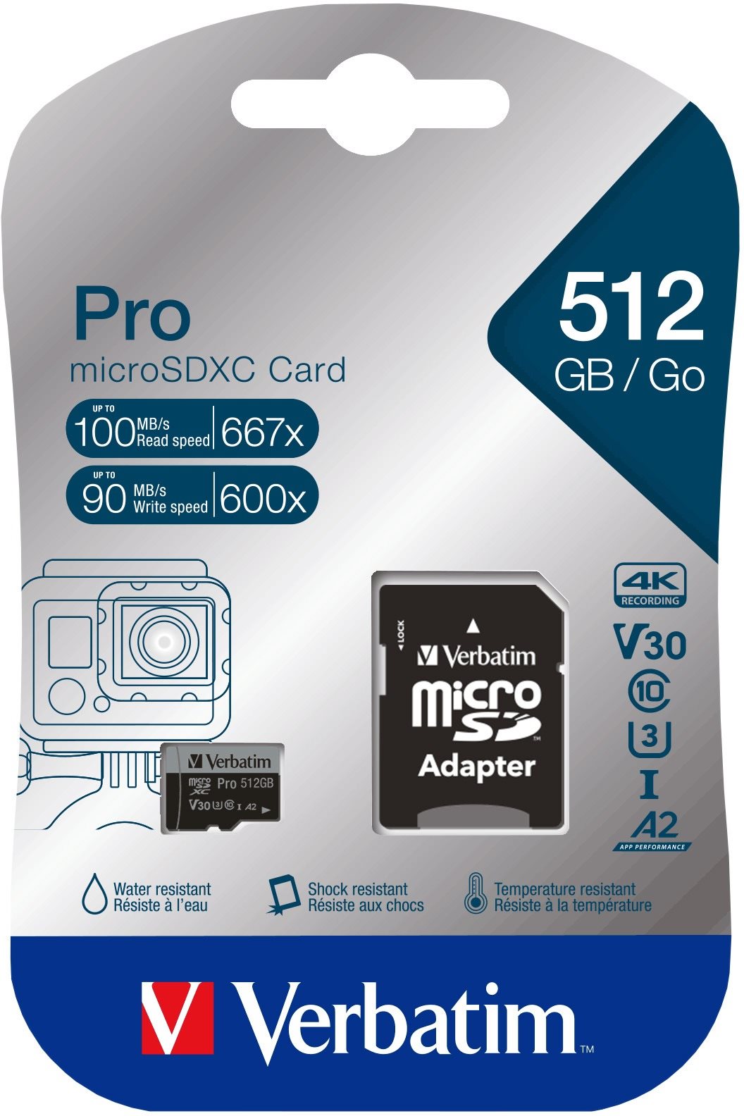 Verbatim MicroSDXC 512GB Pro + SD adaptér