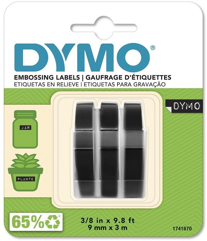 Dymo 3D páska, černá, 1 blistr / 3 ks, 9 mm × 3 m