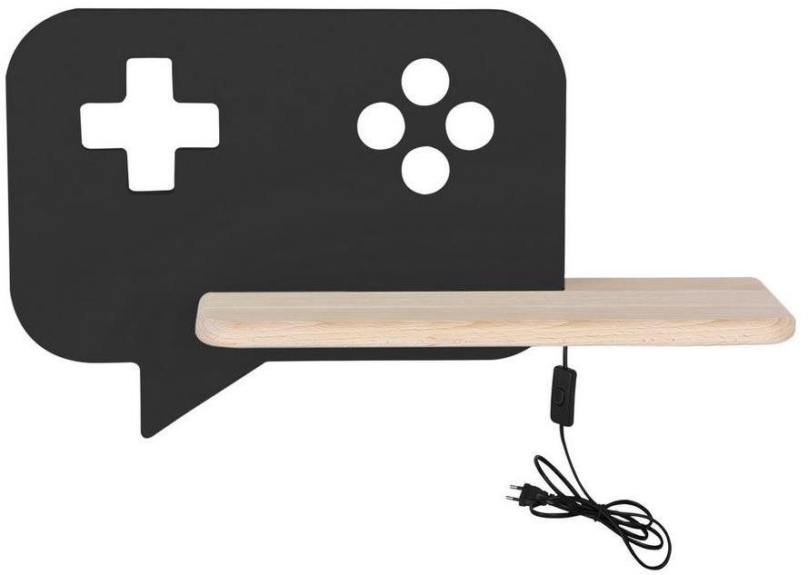 LED Dětské nástěnné svítidlo s poličkou CONSOLE LED/5W/230V černá