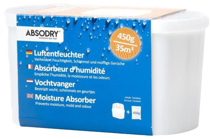 Absodry by Torrbollen Mini compact pohlcovač vlhkosti pro místnost do 35 m3, 450 g