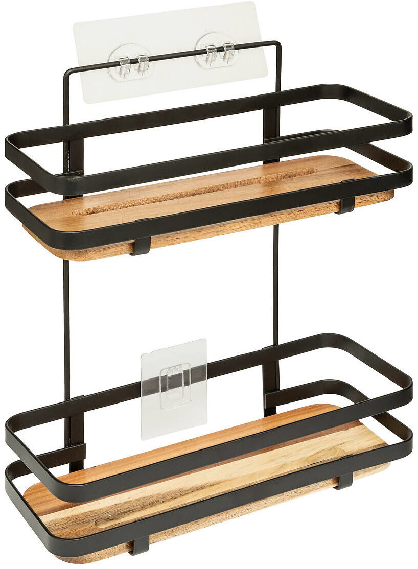 5five Simply Smart Polička do sprchy Blackacia, bez vrtání, 25,5 × 15,5 × 30 cm