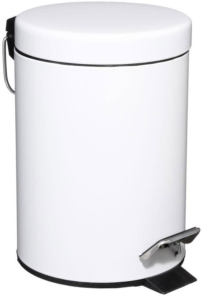 5five Simply Smart Odpadkový pedálový koš do koupelny, 3 l, bílá barva, 24 × 17 cm