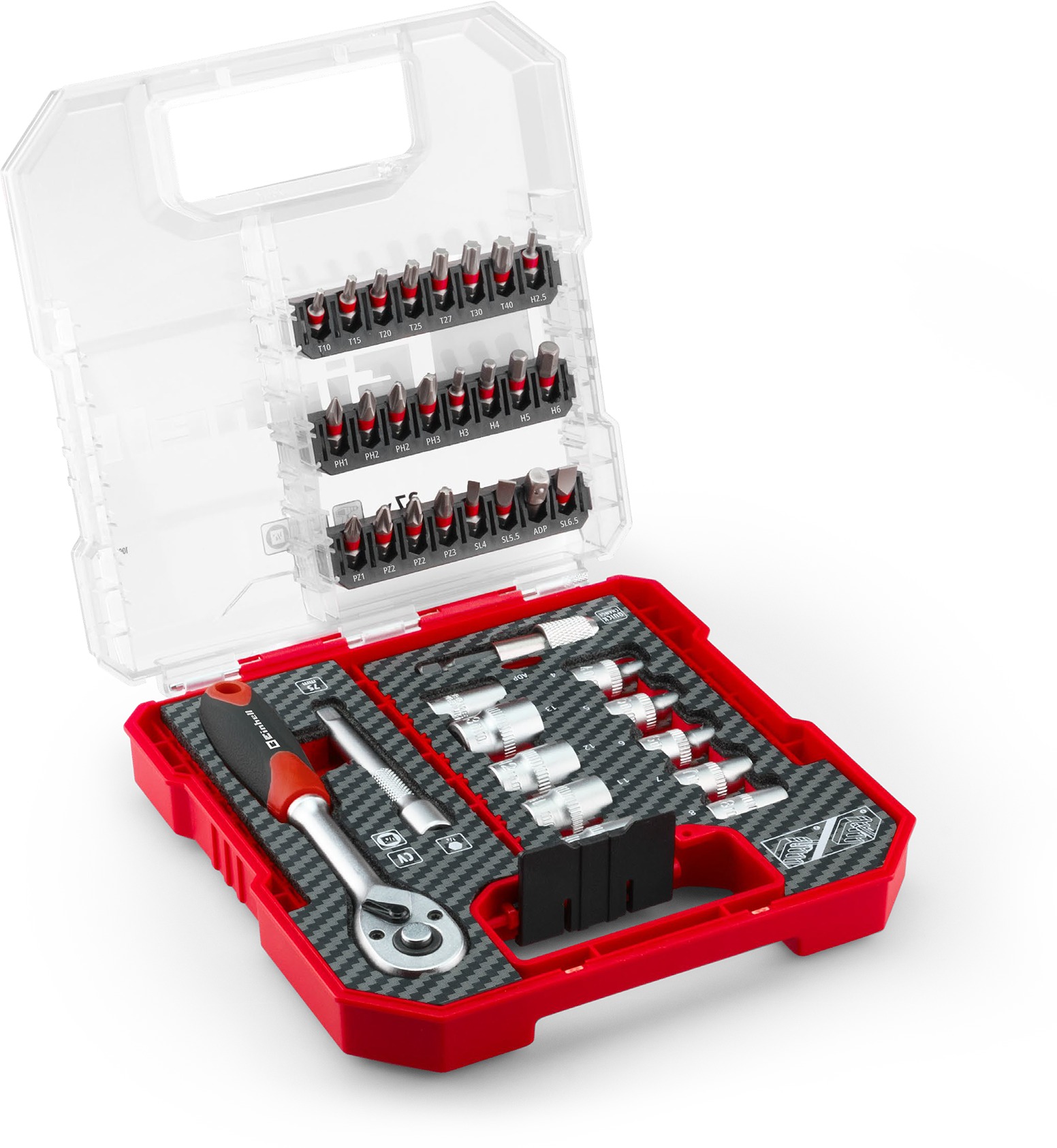 EINHELL L-CASE Sada nástrčných klíčů a bitů s ráčnou, 37ks, 49109022