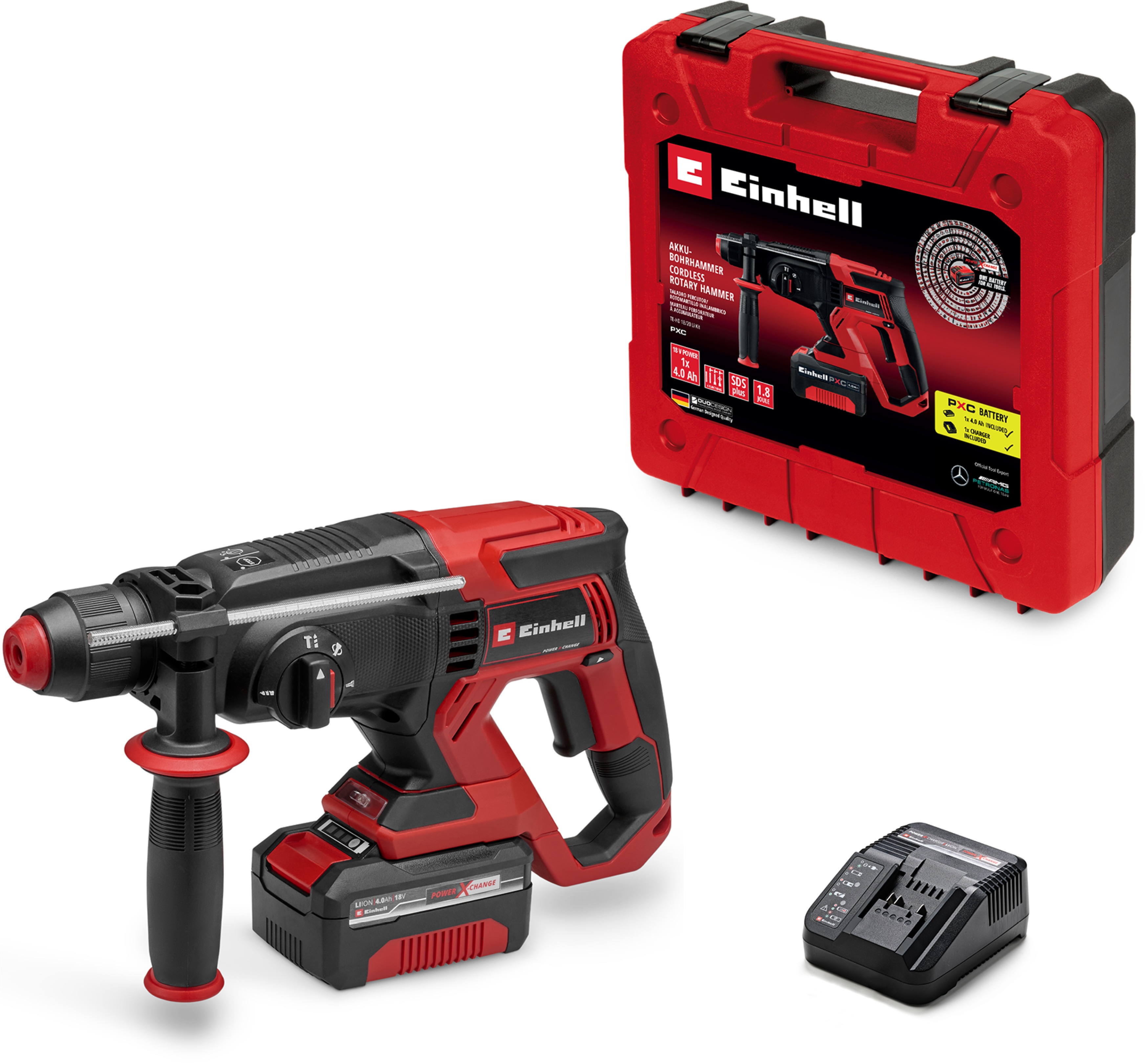 EINHELL Vrtací kladivo AKU TE-HD 18/20 Li (1 × 4,0 Ah), 4514299