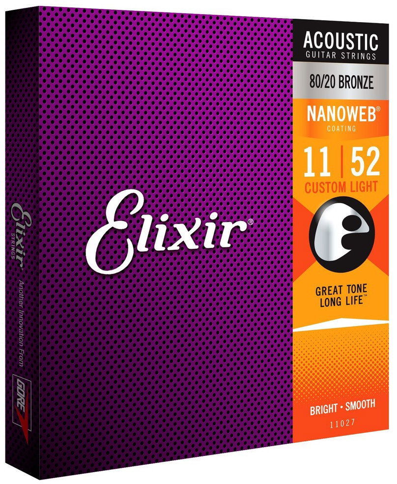 Elixir 11027 Nanoweb 80/20 Bronze 11-52 Custom Light