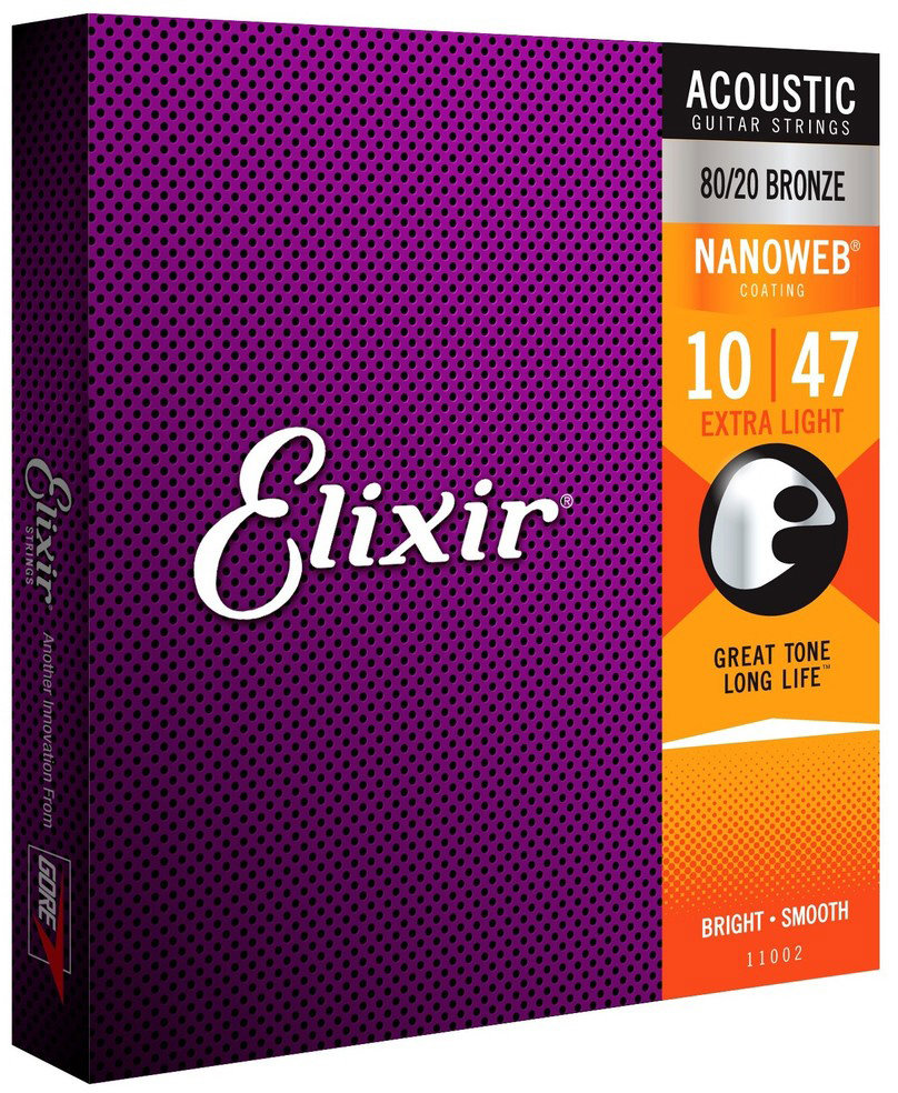 Elixir 11002 Nanoweb 80/20 Bronze 10-47 Extra Light