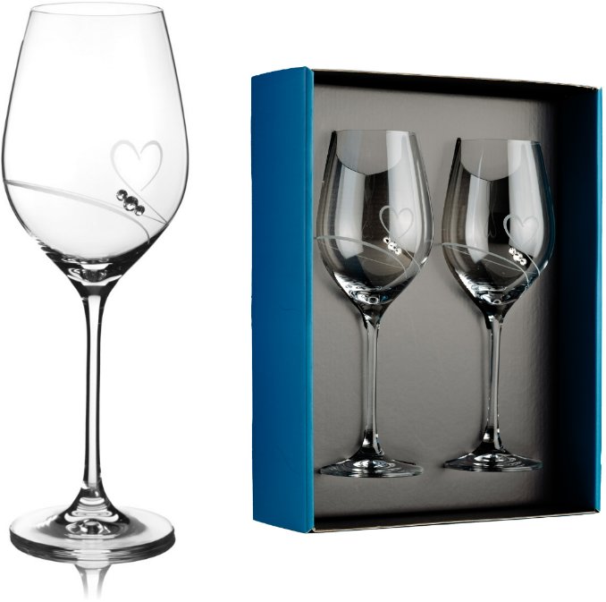 Element Sklenice na bílé víno Amore s kamínky Swarovski 360 ml 2 ks