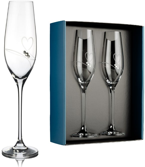 Element Sklenice na šampaňské Amore s kamínky Swarovski 210 ml 2 ks