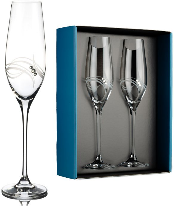 Element Sklenice na šampaňské Apollo s krystaly Swarovski 210 ml 2 ks
