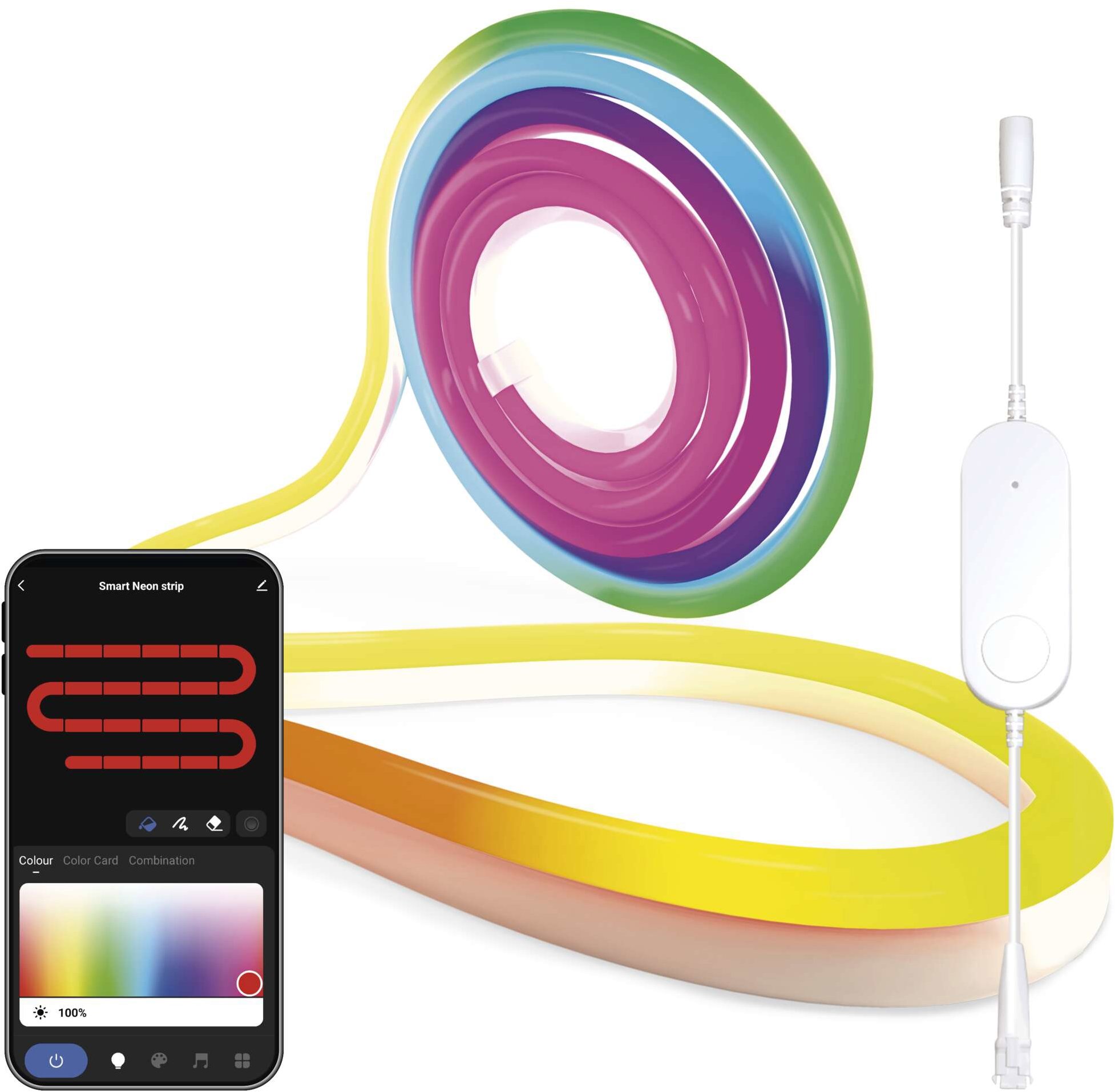 EMOS GoSmart ohebný NEON bílý, RGBIC, stmívatelný, Wi-Fi, 5 m, 33 W